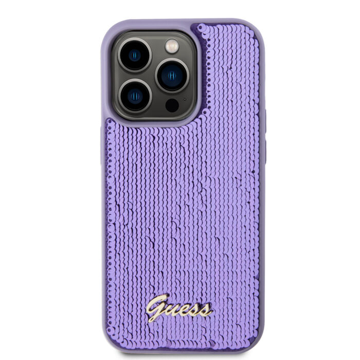 Калъф от Guess за iPhone 15 Pro Max Hardcase Sequin Script Metal Purple - Image 3