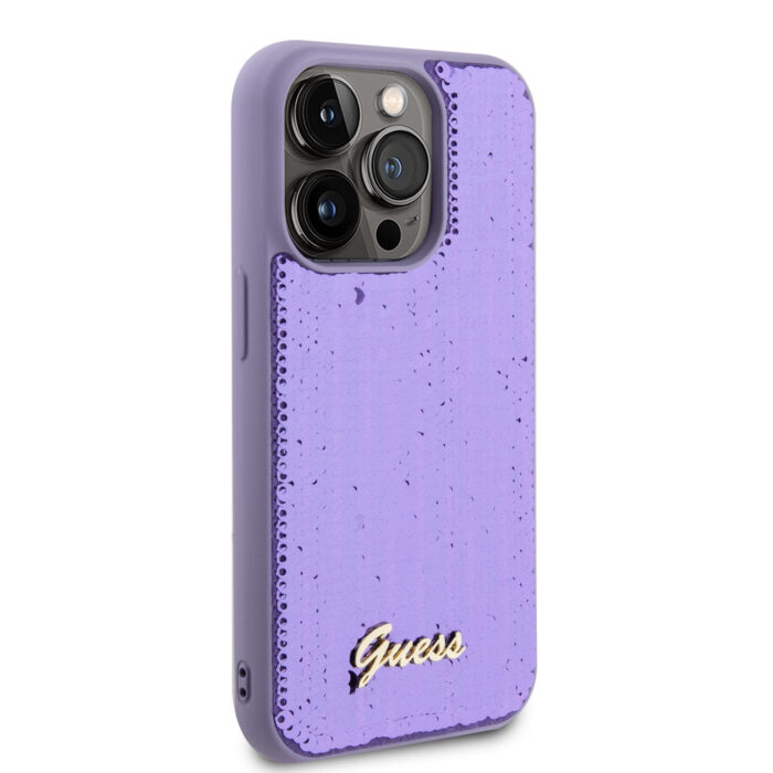 Калъф от Guess за iPhone 15 Pro Max Hardcase Sequin Script Metal Purple - Image 4
