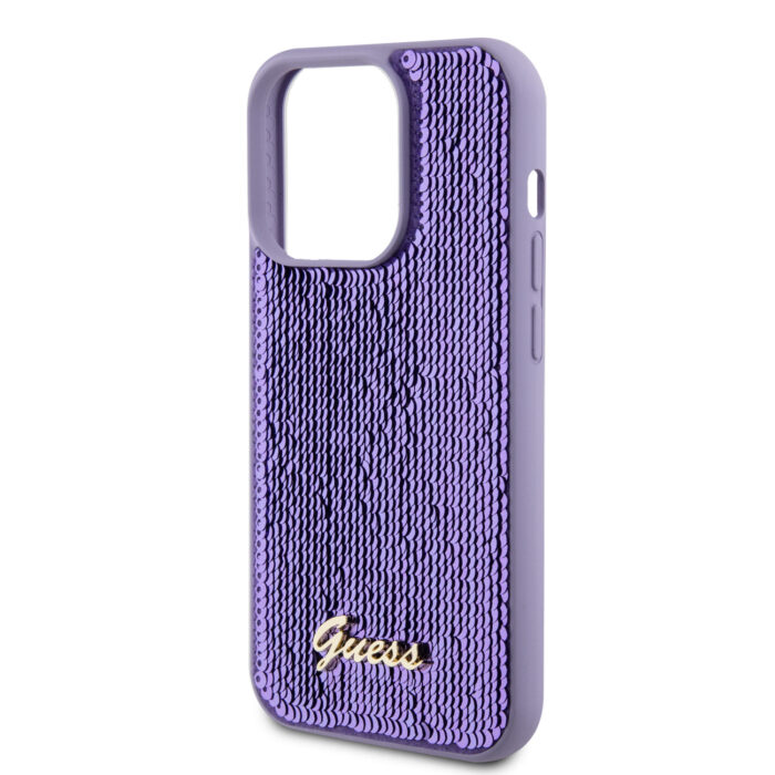 Калъф от Guess за iPhone 15 Pro Max Hardcase Sequin Script Metal Purple - Image 6