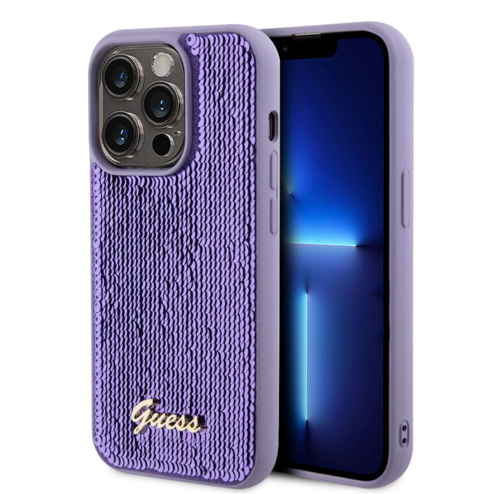 Калъф от Guess за iPhone 15 Pro Max Hardcase Sequin Script Metal Purple - Image 1