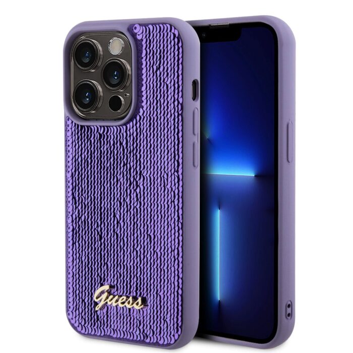 Калъф от Guess Sequin Script Logo Case за iPhone 15 Pro Purple - Image 1