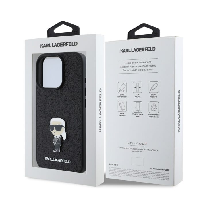 Калъф от Karl Lagerfeld Fixed Glitter Metal Ikonik Case за iPhone 16 Pro Max Black - Image 6