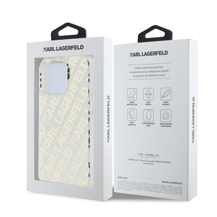 Калъф от Karl Lagerfeld IML Electroplated Repeated Logo Case за iPhone 16 Pro Max Gold - Image 6