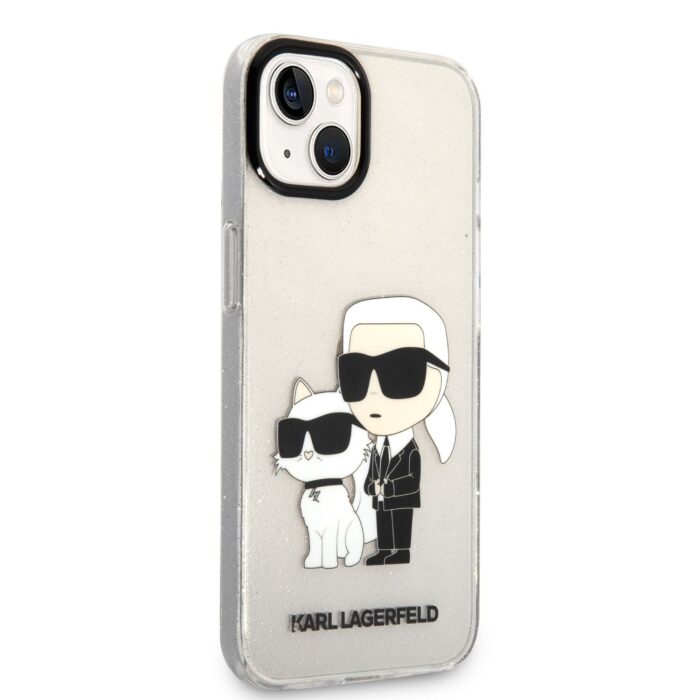 Калъф от 
Karl Lagerfeld IML Glitter Karl and Choupette NFT Case за iPhone 13 Transparent - Image 2