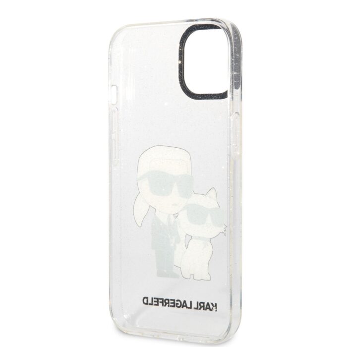 Калъф от 
Karl Lagerfeld IML Glitter Karl and Choupette NFT Case за iPhone 13 Transparent - Image 4