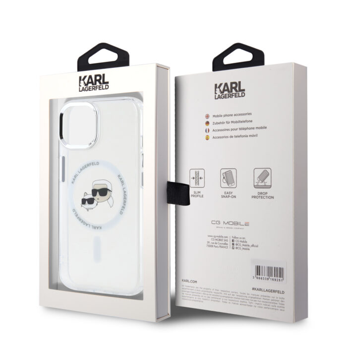 Калъф от 
Karl Lagerfeld IML K&CH Heads Metal Frame MagSafe Case for iPhone 13 Transparent - Image 6