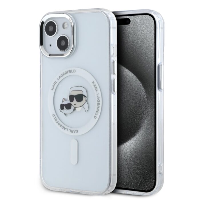 Калъф от 
Karl Lagerfeld IML K&CH Heads Metal Frame MagSafe Case for iPhone 13 Transparent - Image 1