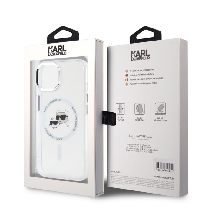 Калъф от Karl Lagerfeld IML K&CH Heads Metal Frame MagSafe Case за iPhone 14 Transparent - Image 6