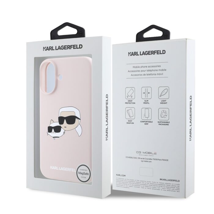 Калъф от 
Karl Lagerfeld Liquid Silicone Double Heads MagSafe за iPhone 16 Pink - Image 6