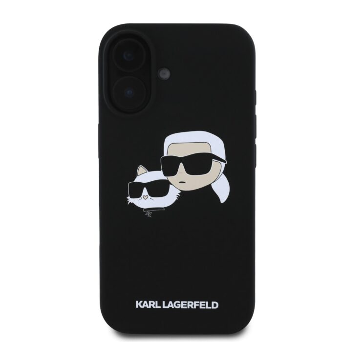 Калъф от 
Karl Lagerfeld Liquid Silicone Double Heads MagSafe за iPhone 16 Plus Black - Image 2