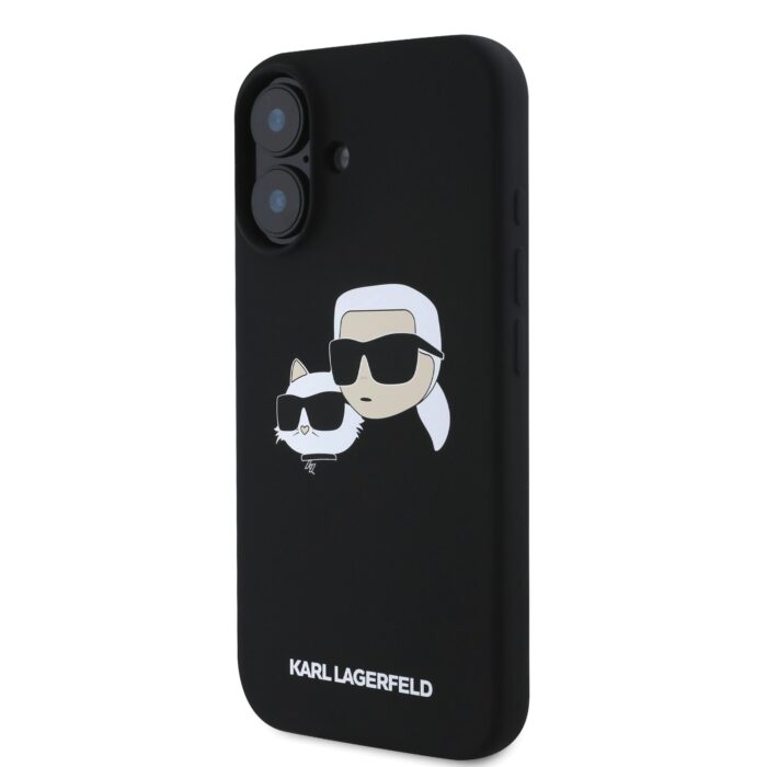 Калъф от 
Karl Lagerfeld Liquid Silicone Double Heads MagSafe за iPhone 16 Plus Black - Image 3