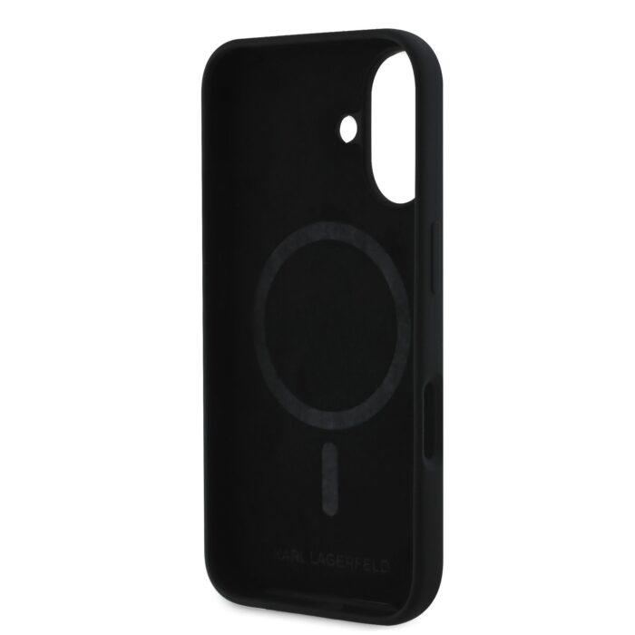 Калъф от 
Karl Lagerfeld Liquid Silicone Double Heads MagSafe за iPhone 16 Plus Black - Image 5