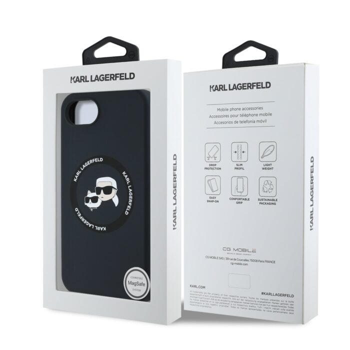 Калъф от 
Karl Lagerfeld Liquid Silicone K&CH Heads MagSafe Case за iPhone 16e Black - Image 7