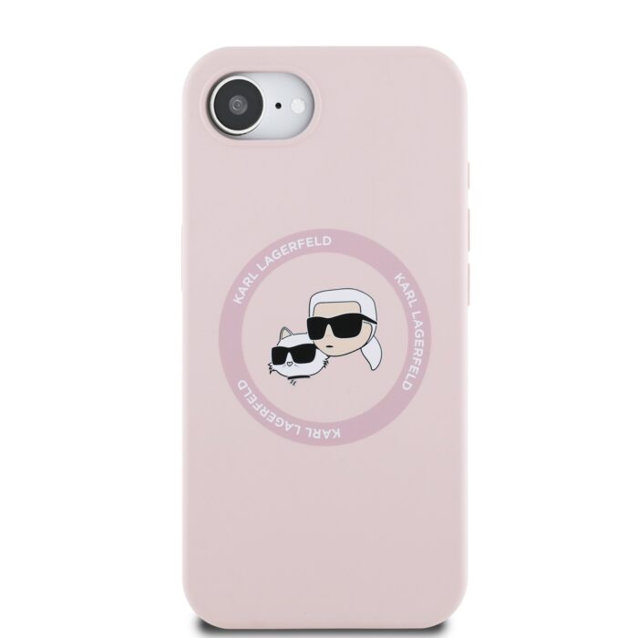 Калъф от 
Karl Lagerfeld Liquid Silicone K&CH Heads MagSafe Case за iPhone 16e Pink - Image 3