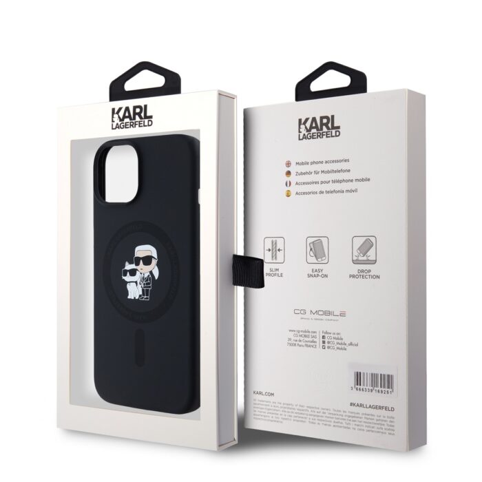 Калъф от Karl Lagerfeld Liquid Silicone Karl and Choupette MagSafe Case за iPhone 14 Black - Image 6