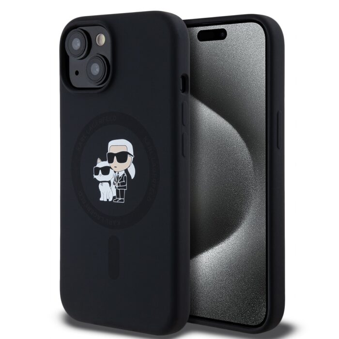 Калъф от Karl Lagerfeld Liquid Silicone Karl and Choupette MagSafe Case за iPhone 14 Black - Image 1
