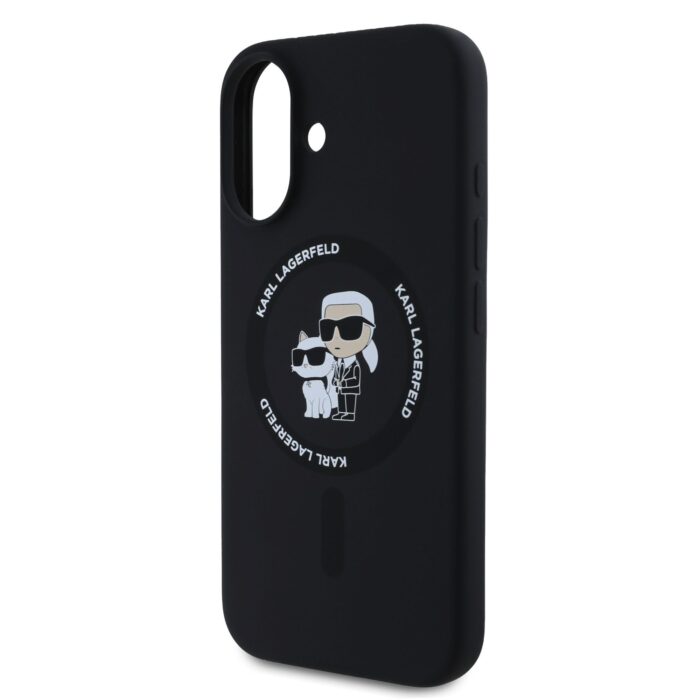 Калъф от 
Karl Lagerfeld Liquid Silicone Karl and Choupette MagSafe за iPhone 16 Black - Image 4