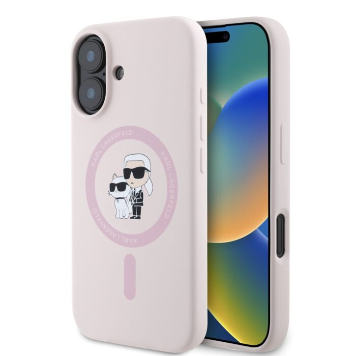 Калъф от Karl Lagerfeld Liquid Silicone Karl and Choupette MagSafe Case за iPhone 16 Pink - Image 1