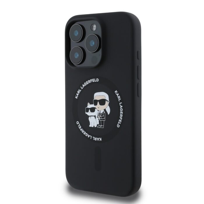 Калъф от 
Karl Lagerfeld Liquid Silicone Karl and Choupette MagSafe за iPhone 16 Pro Black - Image 3