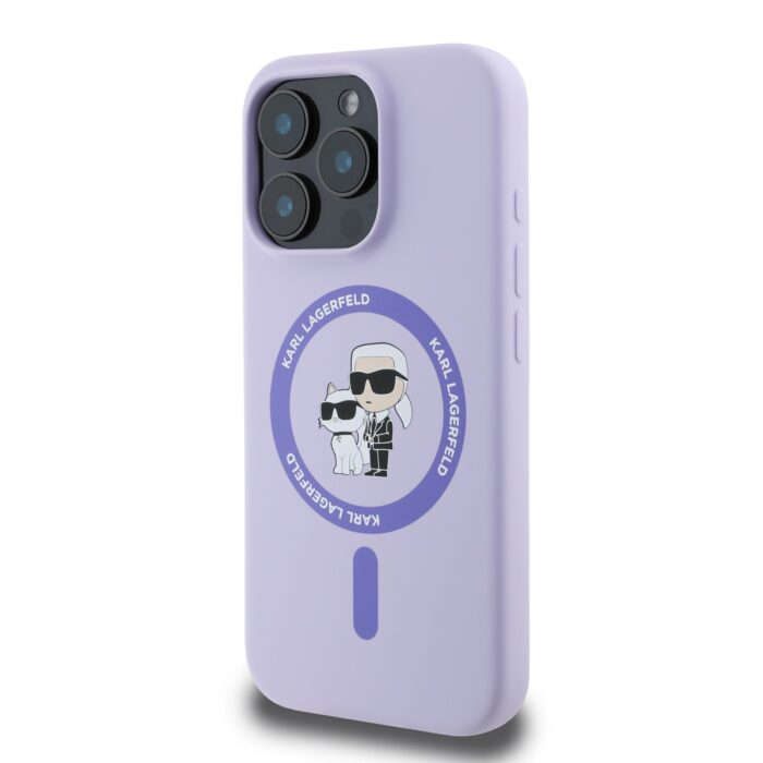 Калъф от 
Karl Lagerfeld Liquid Silicone Karl and Choupette MagSafe за iPhone 16 Pro Purple - Image 3