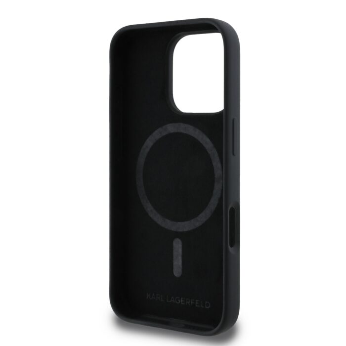 Калъф от 
Karl Lagerfeld Liquid Silicone Karl Head MagSafe за iPhone 16 Pro Black - Image 5