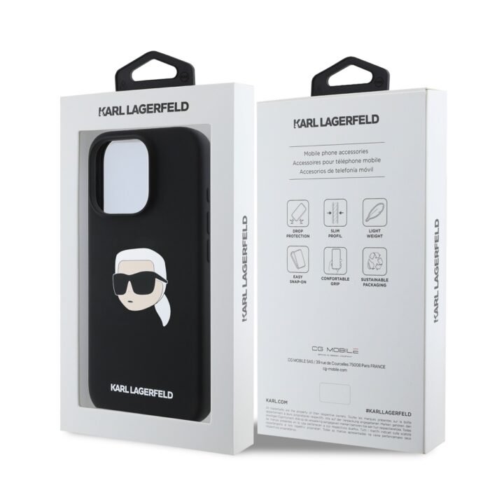 Калъф от 
Karl Lagerfeld Liquid Silicone Karl Head MagSafe за iPhone 16 Pro Black - Image 6