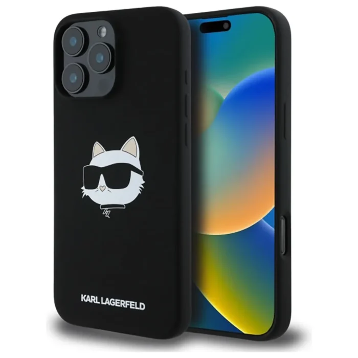 Калъф от Karl Lagerfeld Liquid Silicone Choupette Head MagSafe за iPhone 16 Pro Black - Image 1