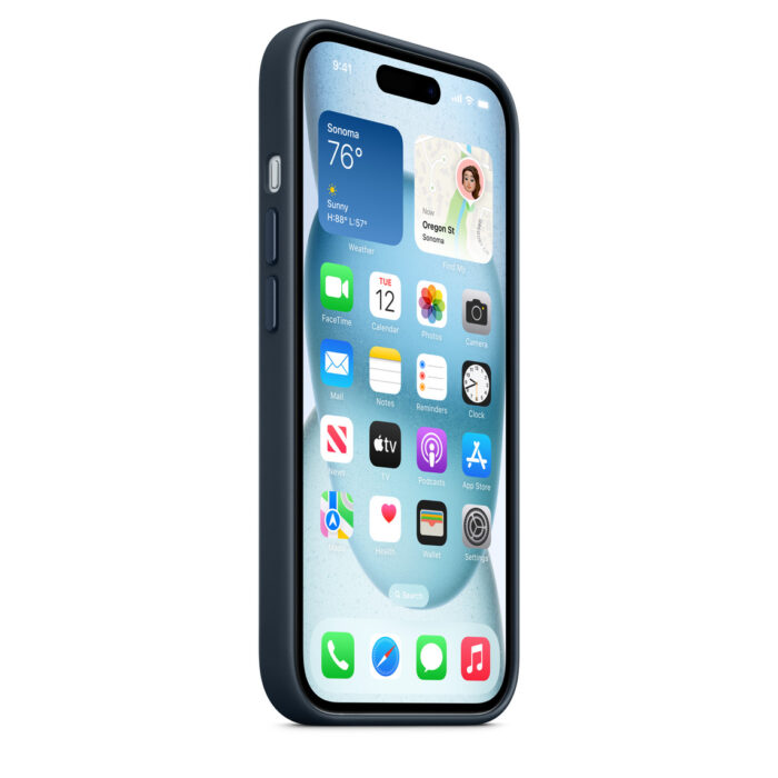 Калъф от Apple за iPhone 15 FineWoven Case с MagSafe - Pacific Blue - Image 4