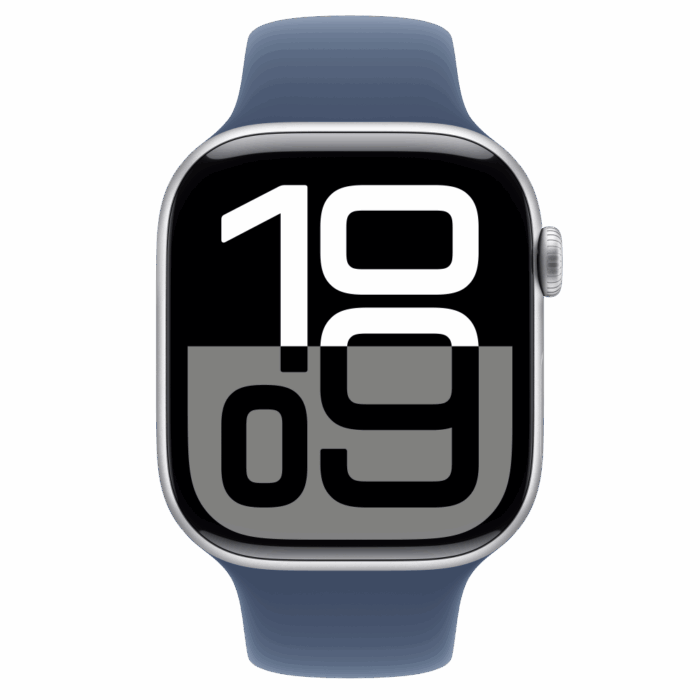 Apple Watch S10 GPS 46mm Silver Alu Case with Denim Sport Band - S/M - Image 3
