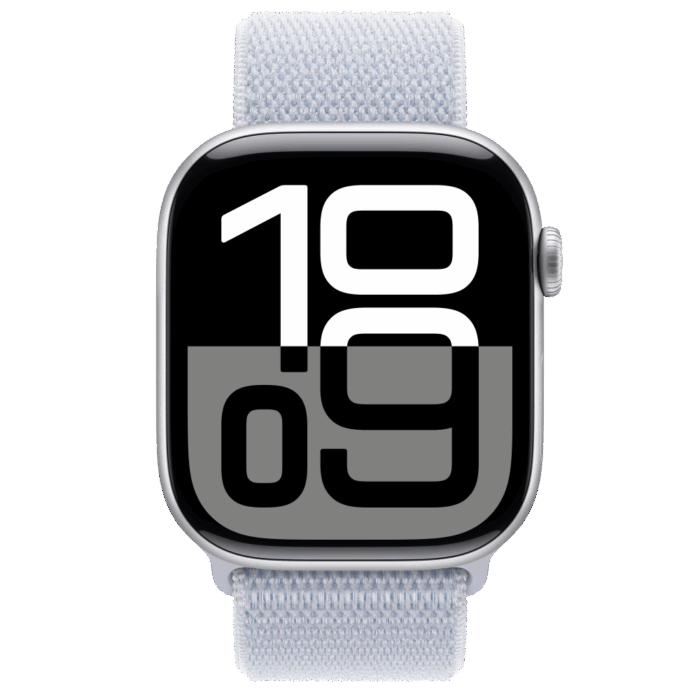 Apple Watch S10 GPS 46mm Silver Alu Case with Blue Cloud Sport Loop - Image 2