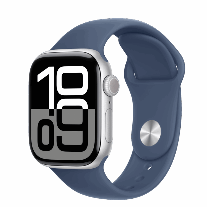 Apple Watch S10 Cellular 42mm Silver Alu Case with Denim Sport Band - S/M - Image 1