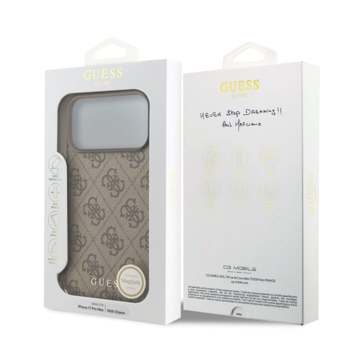 Калъф от
Guess 4G Charm Case за iPhone 17 Pro Max Tone on Tone Brown - Image 6