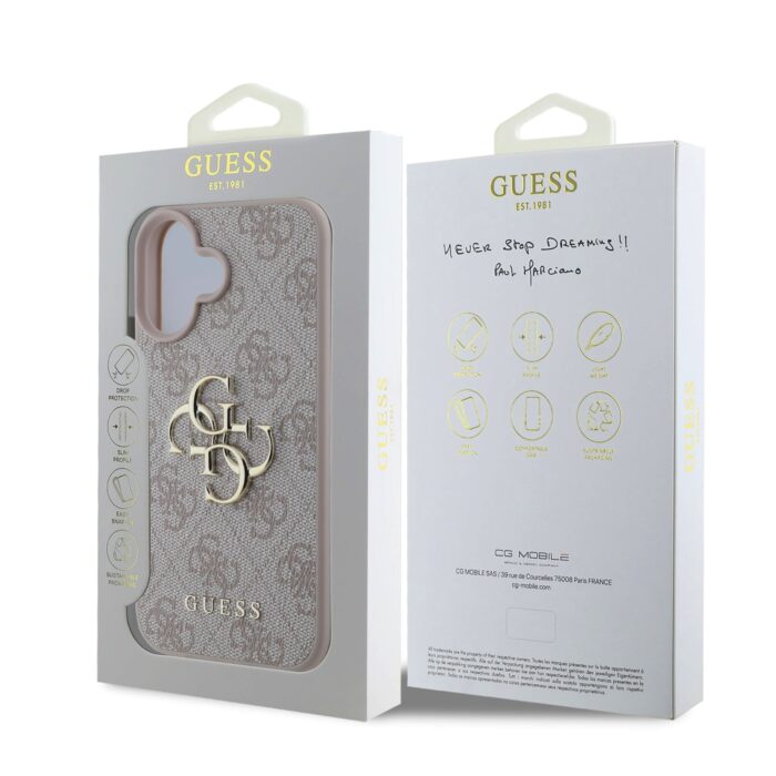 Калъф от Guess PU 4G Metal Logo Case за iPhone 16 Pink - Image 6
