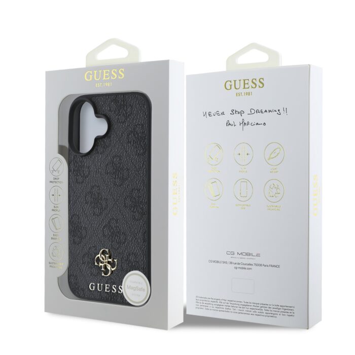 Калъф от Guess PU 4G Small Metal Logo MagSafe Case за iPhone 16 Grey - Image 7