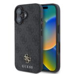 Калъф от Guess PU 4G Small Metal Logo MagSafe Case за iPhone 16 Grey
