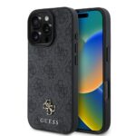 Калъф от Guess PU 4G Small Metal Logo MagSafe Case за iPhone 16 Pro Grey