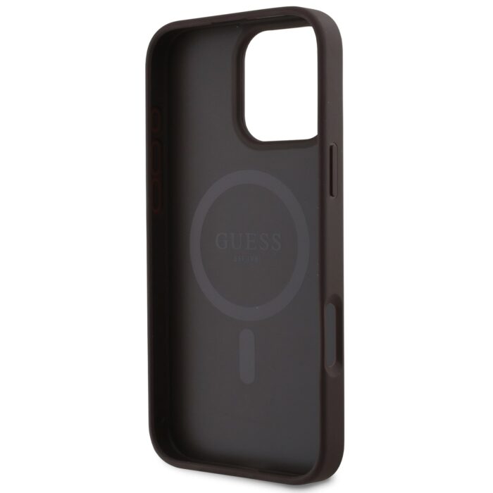 Калъф от Guess PU 4G Small Metal Logo MagSafe Case за iPhone 16 Pro Max Brown - Image 5