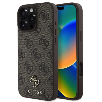 Калъф от Guess PU 4G Small Metal Logo MagSafe Case за iPhone 16 Pro Max Brown