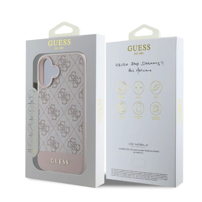 Калъф от Guess PU 4G Stripe Case за iPhone 16 Pink - Image 7