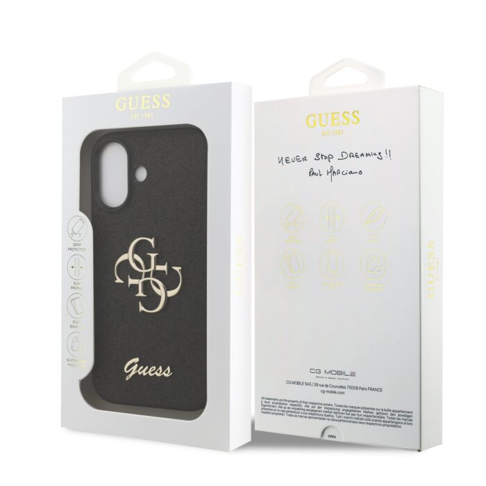 Калъф от 
Guess PU Fixed Glitter 4G Metal Logo Case за iPhone 17 Black - Image 7