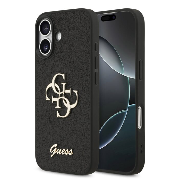 Калъф от 
Guess PU Fixed Glitter 4G Metal Logo Case за iPhone 17 Black - Image 1
