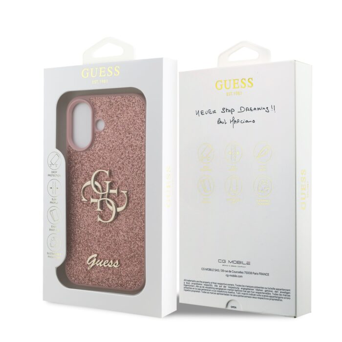 Калъф от 
Guess PU Fixed Glitter 4G Metal Logo Case за iPhone 17 Pink - Image 7