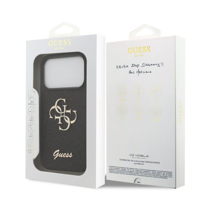 Калъф от 
Guess PU Fixed Glitter 4G Metal Logo Case за iPhone 17 Pro Black - Image 7