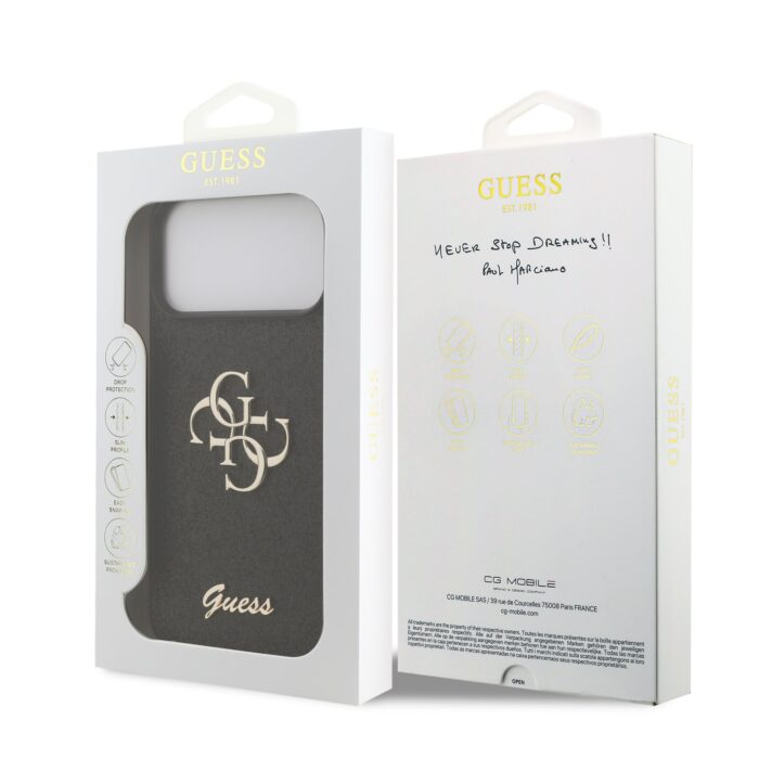 Калъф от 
Guess PU Fixed Glitter 4G Metal Logo Case за iPhone 17 Pro Max Black - Image 7