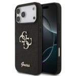 Калъф от 
Guess PU Fixed Glitter 4G Metal Logo Case за iPhone 17 Pro Max Black