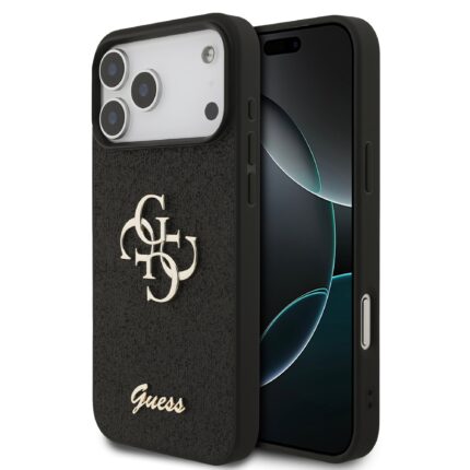 Калъф от 
Guess PU Fixed Glitter 4G Metal Logo Case за iPhone 17 Pro Max Black