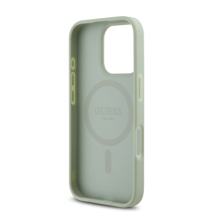 Калъф от Guess PU Grained Classic Logo MagSafe Case for iPhone 16 Pro Green - Image 5