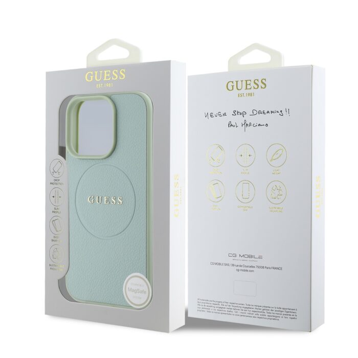 Калъф от Guess PU Grained Classic Logo MagSafe Case for iPhone 16 Pro Green - Image 6