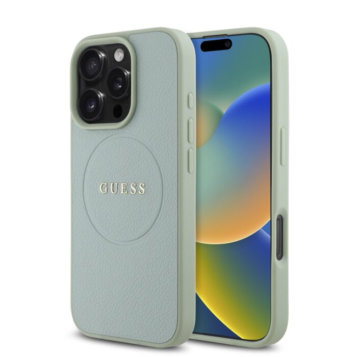 Калъф от Guess PU Grained Classic Logo MagSafe Case for iPhone 16 Pro Green - Image 1