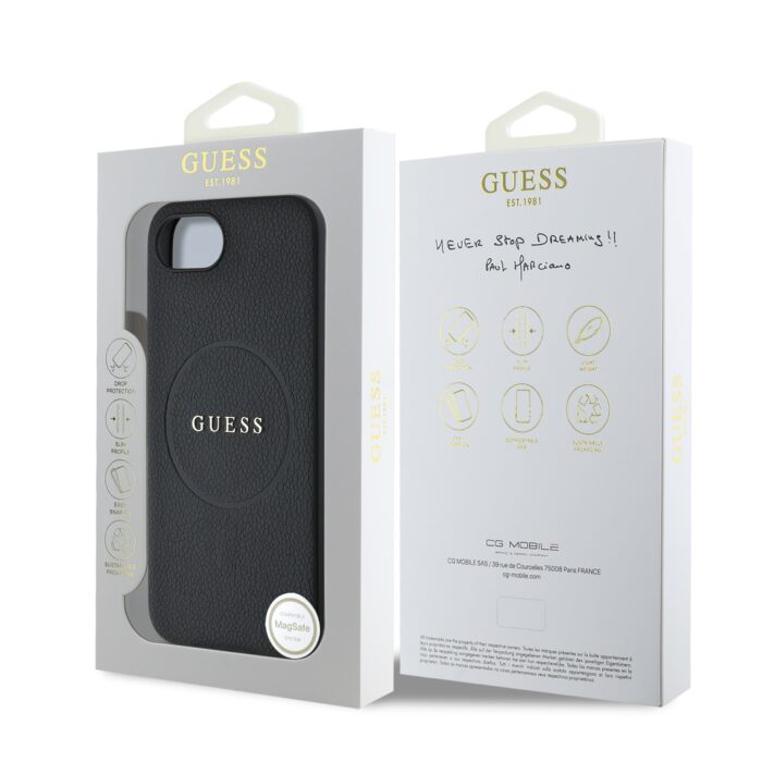 Калъф от Guess PU Grained Classic Logo MagSafe Case за iPhone 16e Black - Image 7